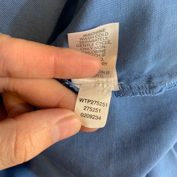 J Jill Shirt Women L Large Copen Blue Tab Sleeve Button Up Pockets Long Sleeve - Picture 12 of 14